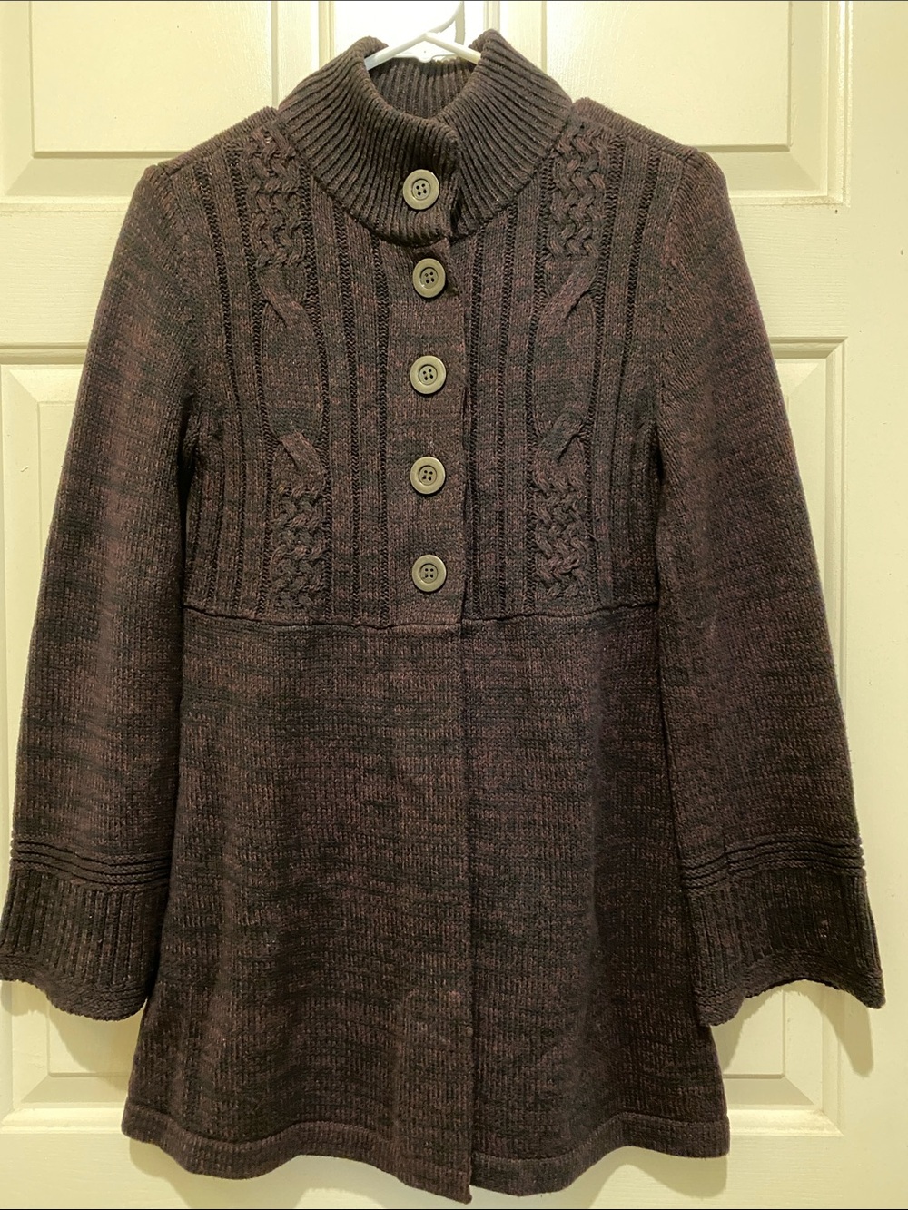 Style & Co. Dark Brown Cable-Knit Button Cowl Sweater